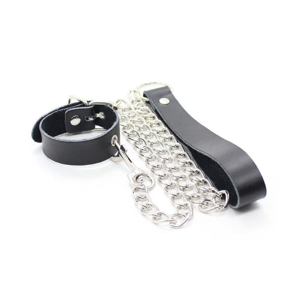 OHMAMA FETISH - PENIS NECKLACE AND LEATHER STRAP WITH METAL CHAIN 5